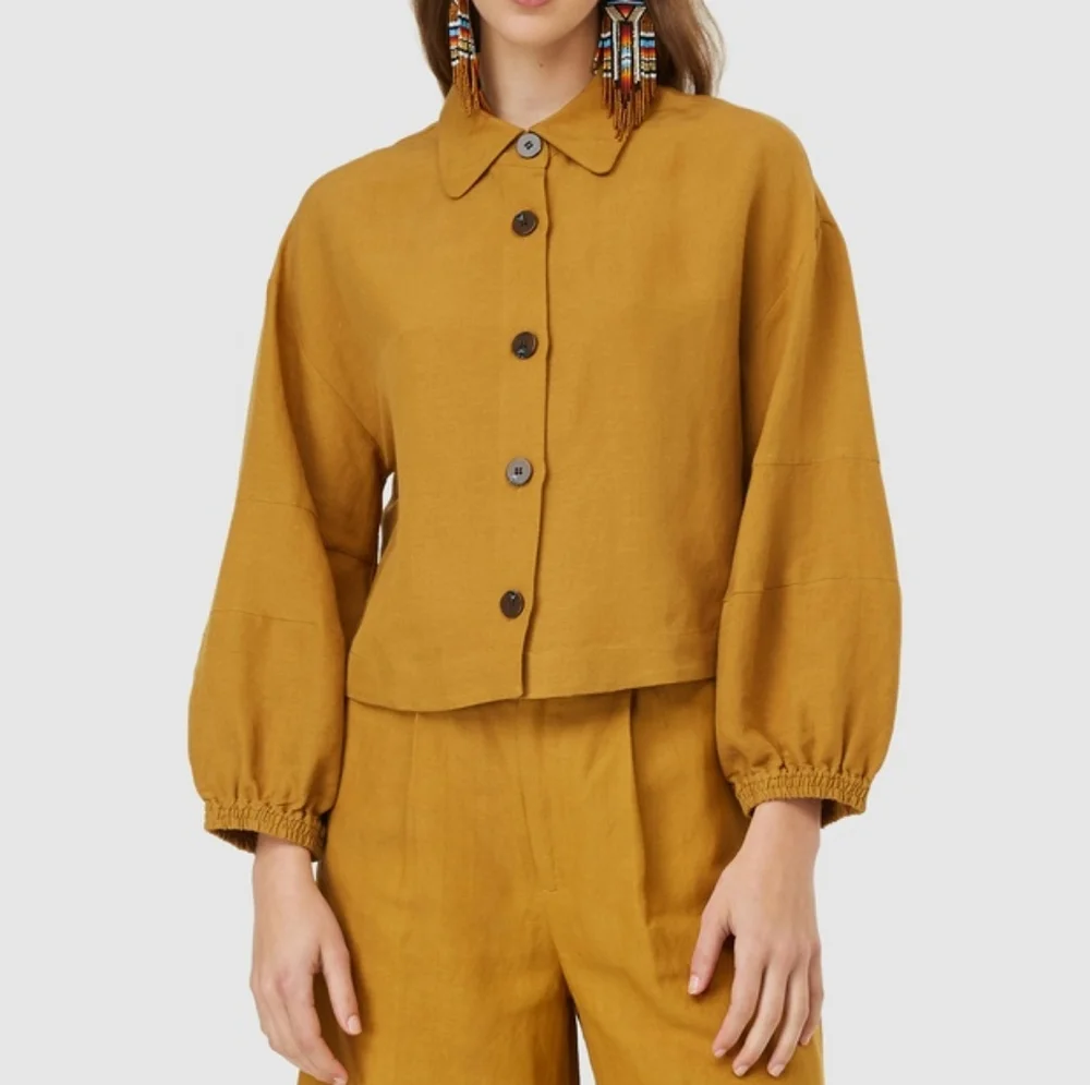 GORMAN Golden Mustard Linen Cropped Jacket - Picture 6 of 16